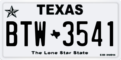 TX license plate BTW3541