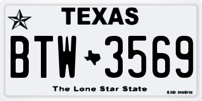 TX license plate BTW3569