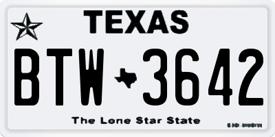 TX license plate BTW3642