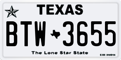 TX license plate BTW3655