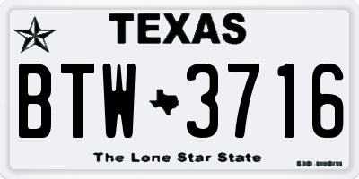 TX license plate BTW3716