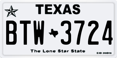 TX license plate BTW3724