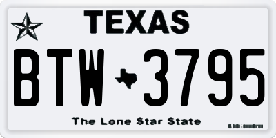 TX license plate BTW3795