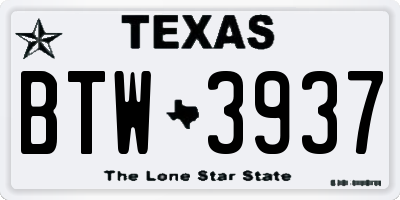TX license plate BTW3937