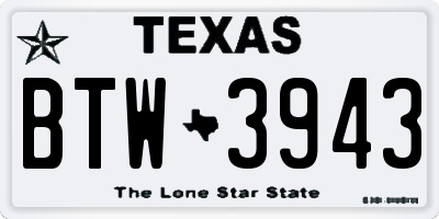 TX license plate BTW3943