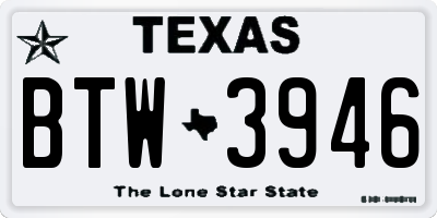 TX license plate BTW3946