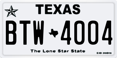 TX license plate BTW4004