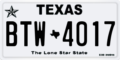 TX license plate BTW4017