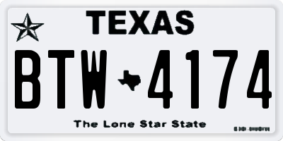 TX license plate BTW4174