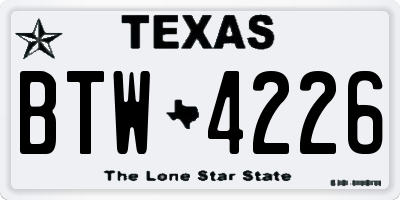 TX license plate BTW4226