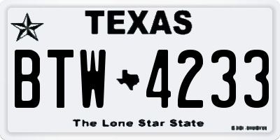 TX license plate BTW4233