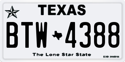 TX license plate BTW4388