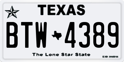 TX license plate BTW4389