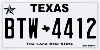 TX license plate BTW4412