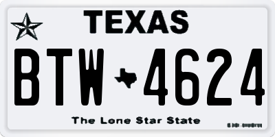 TX license plate BTW4624