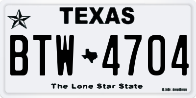 TX license plate BTW4704
