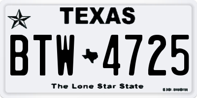 TX license plate BTW4725