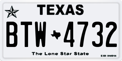 TX license plate BTW4732