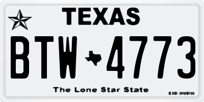 TX license plate BTW4773