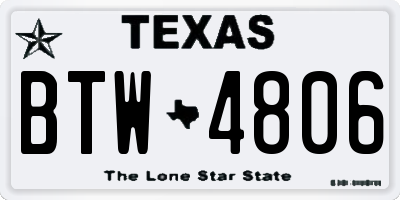 TX license plate BTW4806