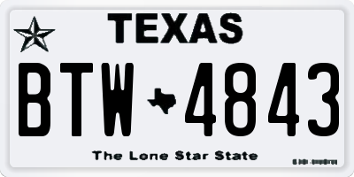 TX license plate BTW4843