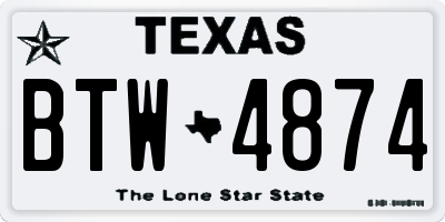 TX license plate BTW4874