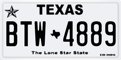 TX license plate BTW4889