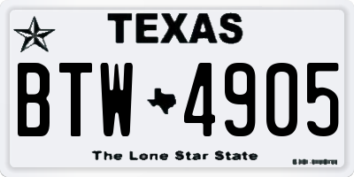 TX license plate BTW4905