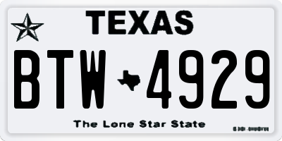 TX license plate BTW4929