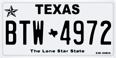 TX license plate BTW4972