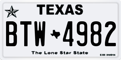TX license plate BTW4982