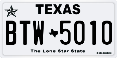 TX license plate BTW5010