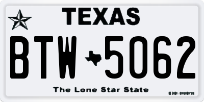 TX license plate BTW5062