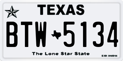 TX license plate BTW5134