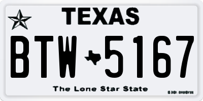 TX license plate BTW5167