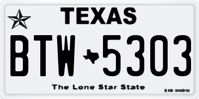 TX license plate BTW5303