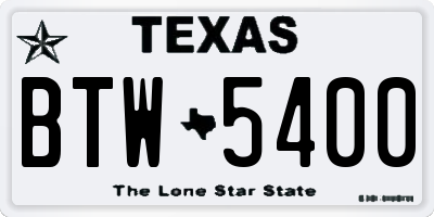 TX license plate BTW5400