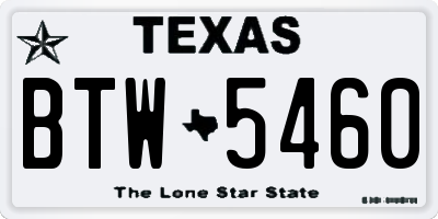 TX license plate BTW5460
