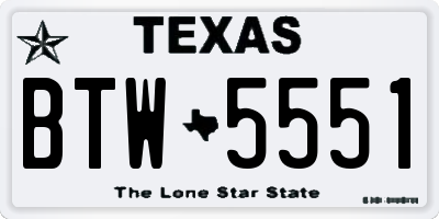 TX license plate BTW5551