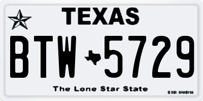 TX license plate BTW5729