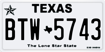 TX license plate BTW5743