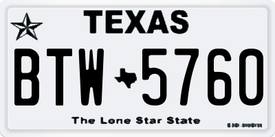 TX license plate BTW5760