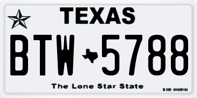 TX license plate BTW5788