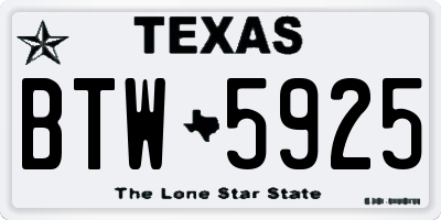 TX license plate BTW5925