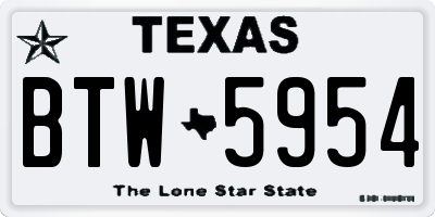 TX license plate BTW5954