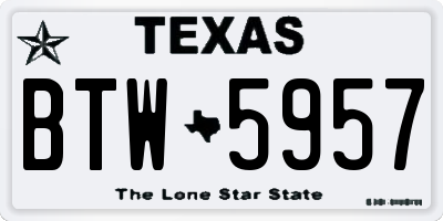 TX license plate BTW5957
