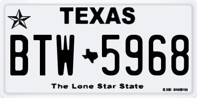 TX license plate BTW5968