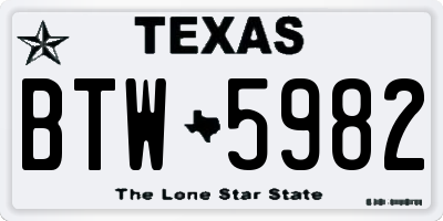 TX license plate BTW5982