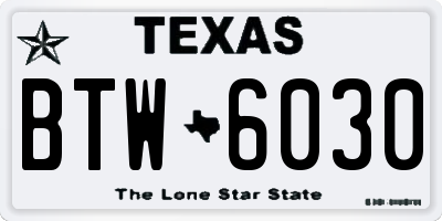 TX license plate BTW6030