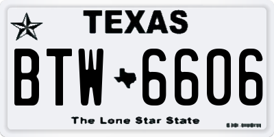 TX license plate BTW6606